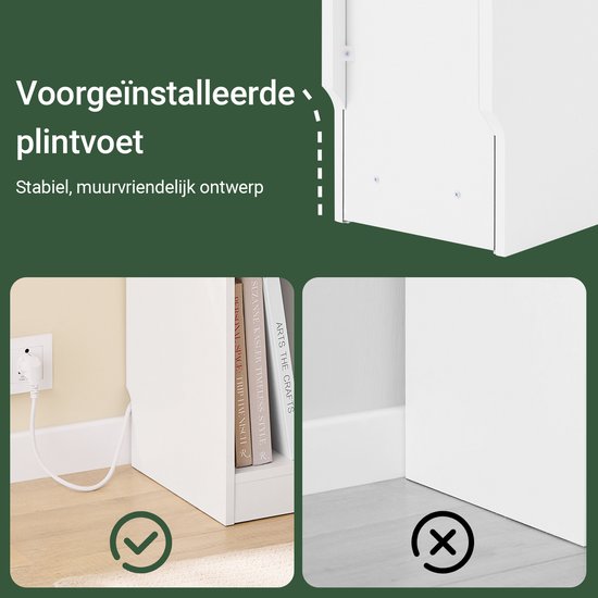 SoBuy 2-delige Slim Nachtkastje met Oplaadstation, Smal Bijzettafeltje met Standaard Stopcontact, USB-poort en Type-C Poort voor Slaapkamer en Woonkamer, B20 x D35 x H60 cm, Wit, FBT111-E-WNx2