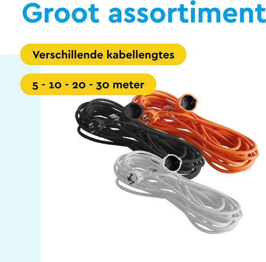 BRASQ Verlengsnoer 5 meter Wit - Verlengkabel met randaarde - Verlengkabel voor binnen