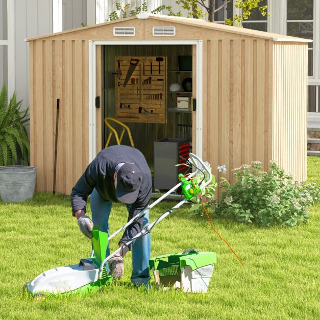 Tuinhuisje van Gegalvaniseerd Staal 7m³ met Schuifdeur EN Ventilatiegaten - 2 paar Handschoenen