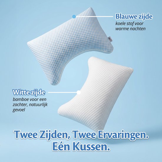 Ella Moon Hoofdkussen Memory Foam - Kussen 50x70 CM - Afstelbaar Traagschuim Nekkussen voor Zij- en Rugslapers - Ergonomisch en Orthopedisch: Vermindert Nekklachten