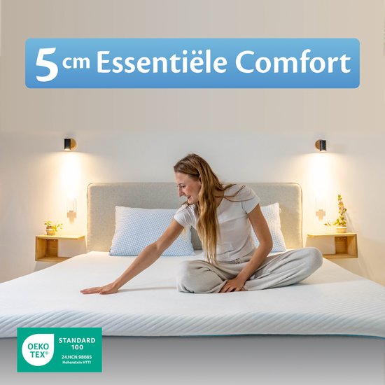 Ella Soft Topper Matras 160x200 cm - 5CM Topdekmatras - Matrastopper Traagschuim - Zachte hardheid