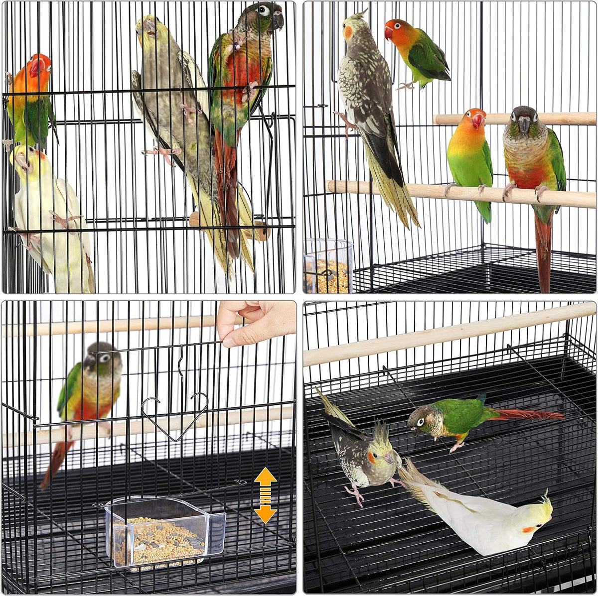 Yaheetech Stapelbare Vogelkooi 76 × 45,5 × 45,5 cm – Zwart – Ruime Vliegkooi voor Parkieten en Kleine Papegaaien
