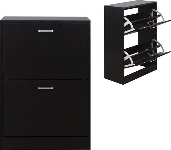 Schoenenkast - schoenenrek - 2 vakken - zwart