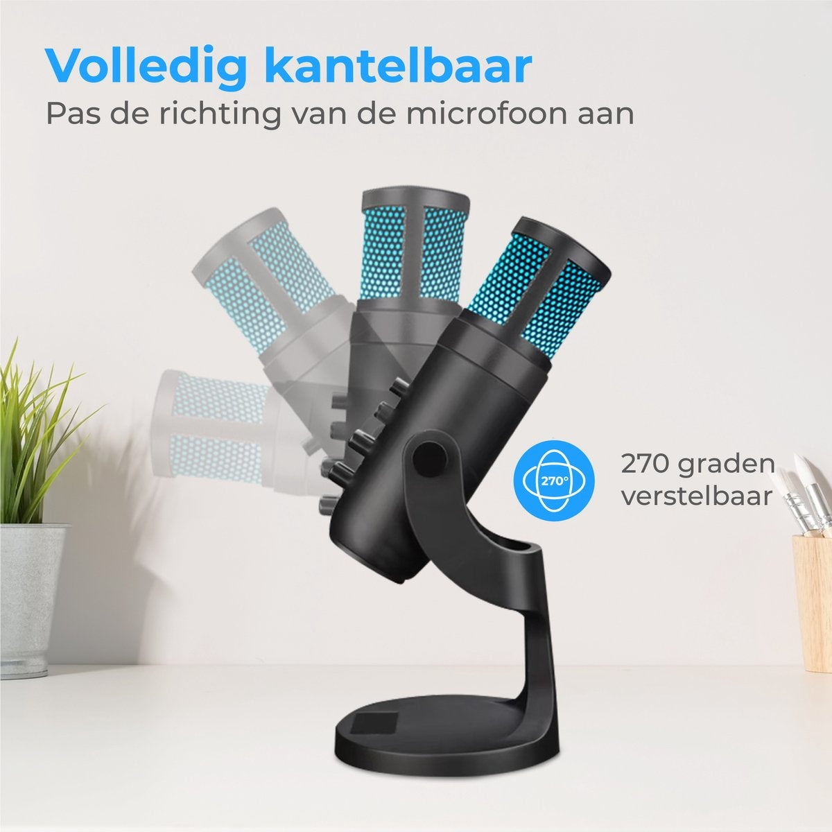 Nuvance - USB Microfoon met Standaard - voor PC en Gaming Microfoon - Streaming Microphone - RGB