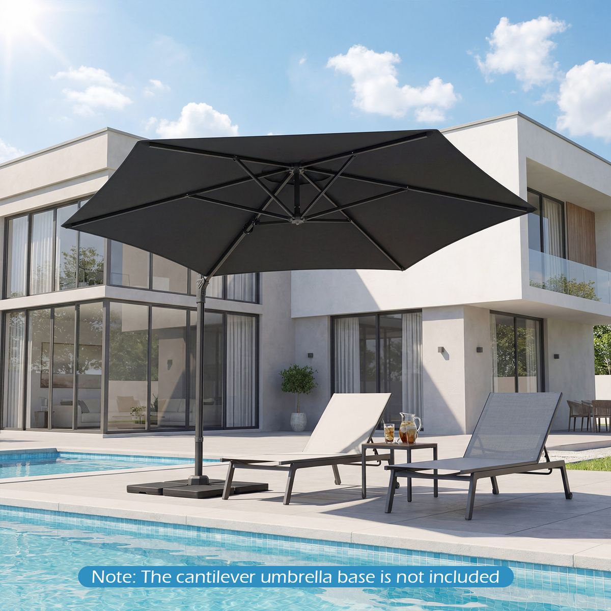 Coast Zweefparasol - 360° draaibaar - met ventilatieopening - beige/grijs - 3 meter