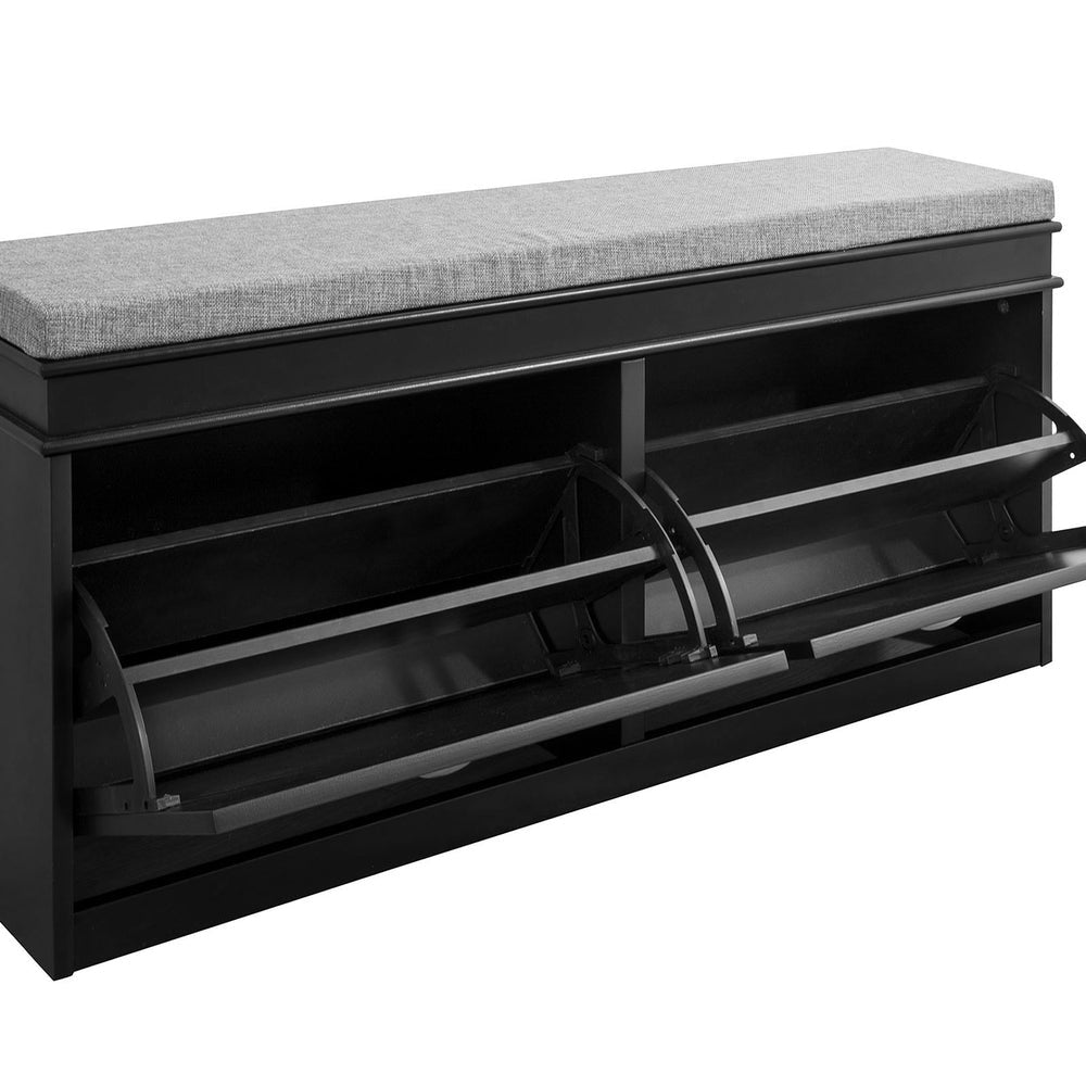 SoBuy FSR64-SCH Schoenenopbergbank Schoenenkast 2 Flappen Met Kussen - 24 x 104 x 52 cm - Zwart