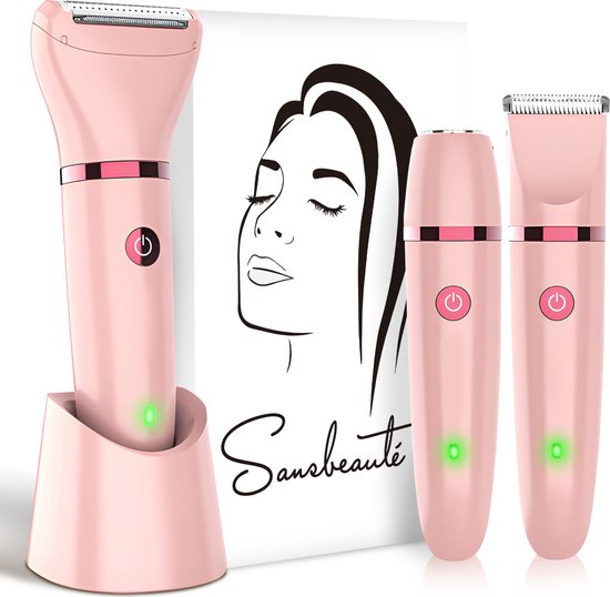 3-in-1 Ladyshave Gezicht - Oksels - Benen - Bikinilijn - Sansbeauté® - Scheerapparaat Vrouw - Ontharingsapparaat Electrisch Ontharen - Gezichtsontharing Dames - Trimmer Vrouw - Ladyshaves Bikini - USB Oplaadbaar