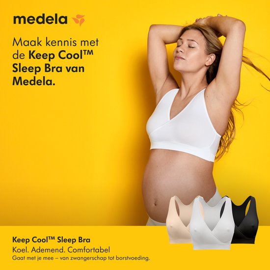 Medela Keep Cool Sleep bh - Naadloze slaapbh - Zwangerschapsbh - Voedingsbh met 2 ademende zones - Soft Touchmateriaal - Wit - Maat L