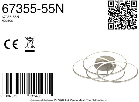 Globo - plafonniere - KOMBOS - staal - metaal - Ø 52cm - LED - 67355-55N