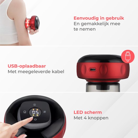 Nuvance - Elektrisch Cellulite Massage Apparaat - 12 Standen en Temperaturen - Volledig Lichaam - Cupping Cups Set Massage - Cellulite Cups - Hijama Cups - Anti Cellulitis