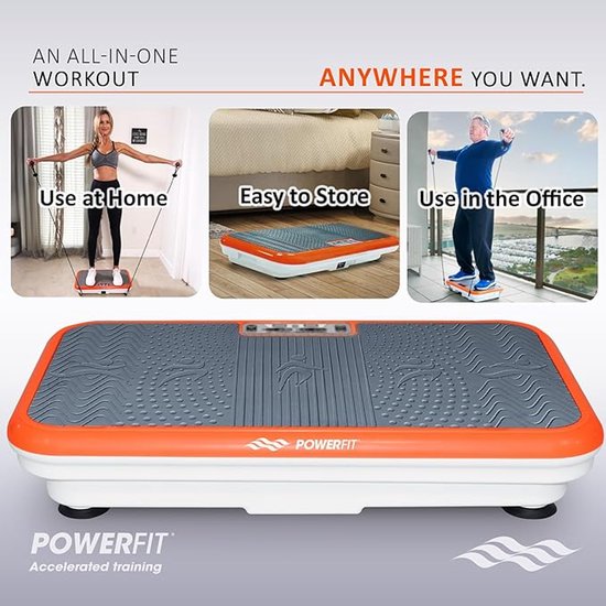 Vibro Shaper - trilplaat met oscillatietechnologie verstevigt het lichaam - powerplate belast alle spiergroepen - inclusief power stretchbandjes