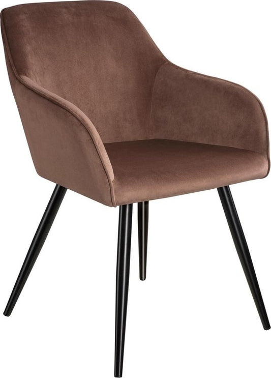 tectake® - Stoel - eetkamerstoel - Marilyn fluweellook zwart/bruin - 403661