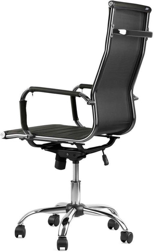Feel Furniture - Luxe Bureaustoel - Hoge Rugleuning - Donkergrijs met Zilveren Frame