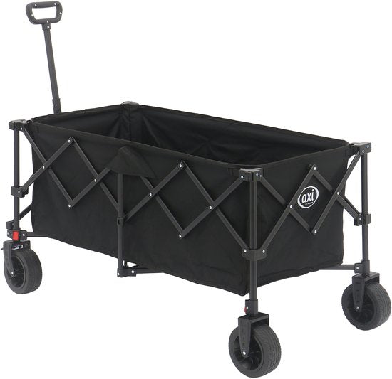 AXI SB141 Opvouwbare Bolderwagen XL – Bolderkar Zwart – Met Trekstang, Remmen en Hoes – 100 kg Draagvermogen – Eenvoudig mee te nemen - Metaal