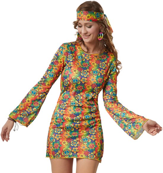 dressforfun - Rebelse Hippie Squaw L - verkleedkleding kostuum halloween verkleden feestkleding carnavalskleding carnaval feestkledij partykleding - 302625