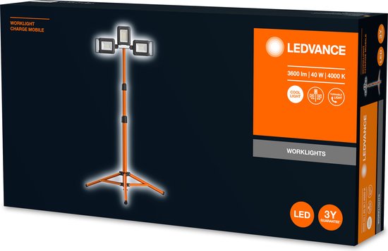 LEDVANCE Werklamp armatuur LED: voor verdieping, WERKLAMP BATTERIJ STATIEF / 4-,- W, 22-…24- V, stralingshoek: 11-, Koel Wit, 4- K, behuizingmateriaal: aluminium/plastic, IP54