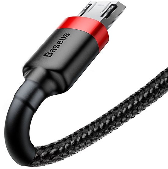Baseus - Universele USB naar Micro USB kabel - Geschikt voor o.a. Samsung en andere apparaten - 2 Meter - 1.5A - Zwart/Rood