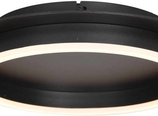Plafonnieres Ringlux 3655ZW zwarte plafondlamp Ø32 cm met warm LED licht, metaal en kunststof, trendy design, merk Steinhauer