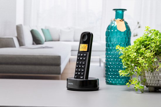 Philips Draadloze telefoon - D1651B/01 - DECT - Huistelefoon - Vaste Lijn - Nummerherkenning - Storingsvrij bereik - Zwart