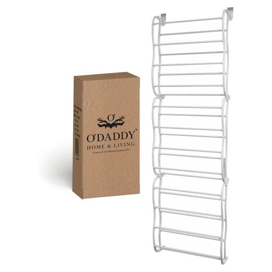 O'DADDY® hangend schoenenrek deur - Geschikt voor opdek en stompe deuren, beide kanten – 20 x 51 x 182 cm - Wit
