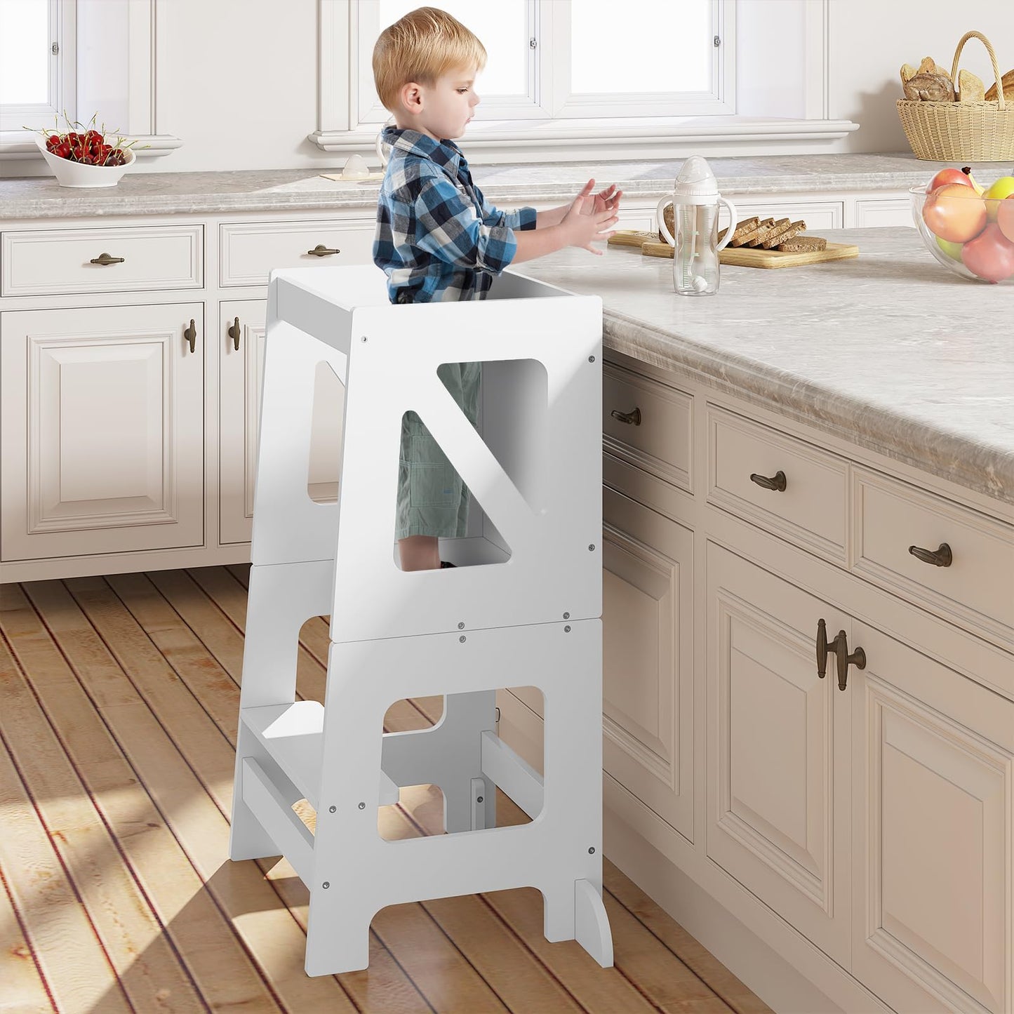 Woltu Learning Tower - 3-in-1 - Inklapbaar - 35x86x45cm - Wit
