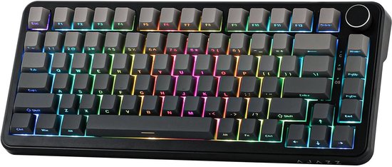 Ajazz AK820 MAX HE - 75% Bedraad RGB Gaming Toetsenbord - Hall Effect Rapid Trigger Mechanisch Toetsenborden - Zij Bedrukte toetsen - Gasket - Hot Swap - 8K Hz Polling Rate - QWERTY Toetsenborden - 82 Keys - Gradiënt Grijs