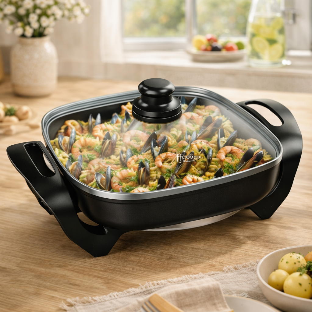 Skoov Hapjespan – 2-in-1 Elektrische BBQ Grill met Hotpot - Met Deksel – Multifunctionele Smokeless Non-stick Pan – Indoor Grill & Fondue
