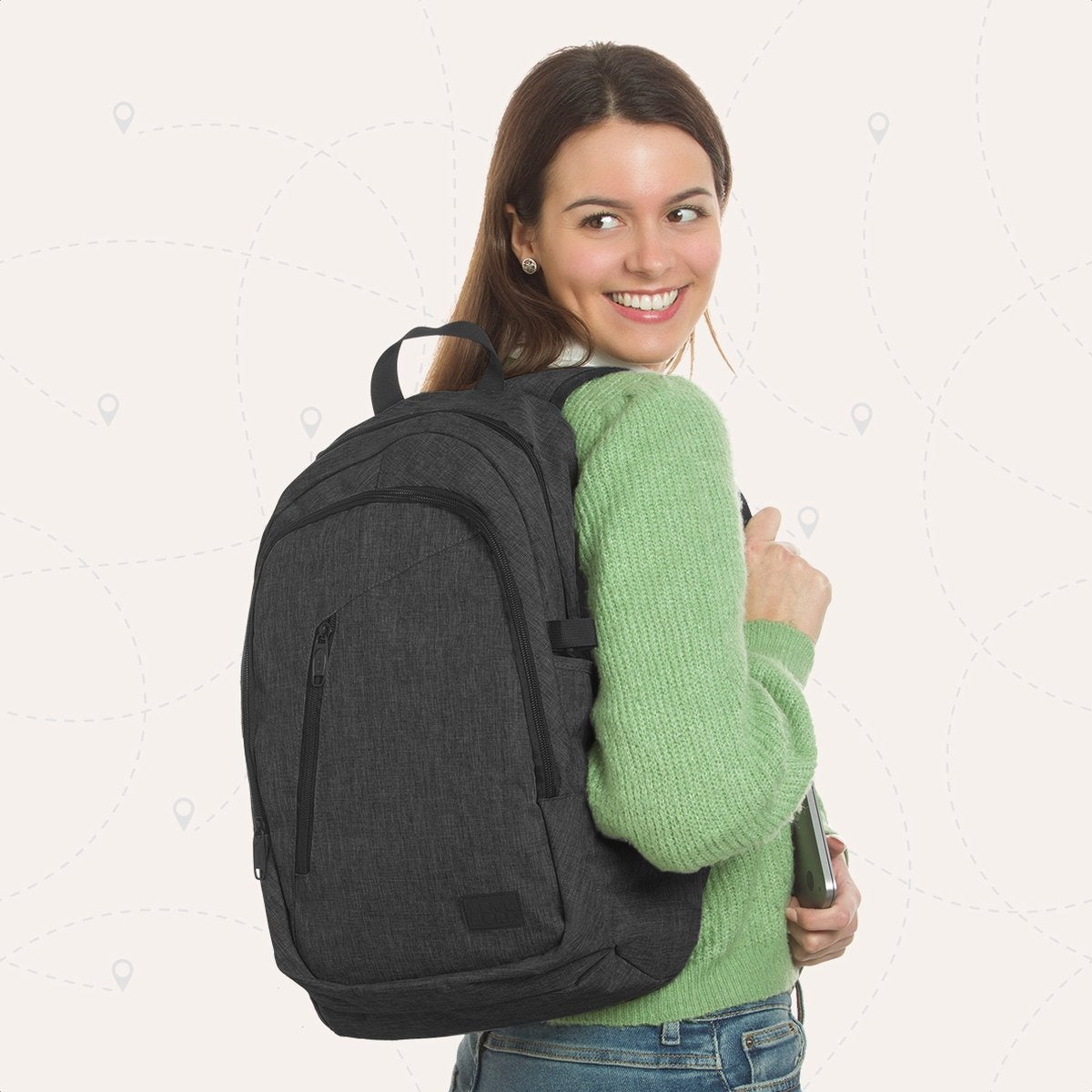 TRVLMORE Rugzak - 25L - 15,6 inch - Laptop Rugtas - Schooltas - Unisex - Spatwaterdicht Antraciet