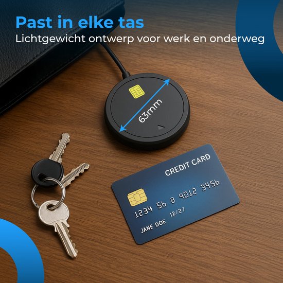 Nuvance Id Kaartlezer - eID Reader België - Voor Belgische Identiteitskaart, Bankkaart & Bedrijfspas - Identiteitskaartlezer Usb