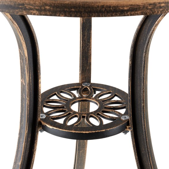 tectake® 2-Persoons Bistroset - Vintage Bistrotafel met 2 Bistrostoeltjes - Aluminium Bistro Set voor Tuin, Terras of Balkon - Weerbestendig - Bronskleurig