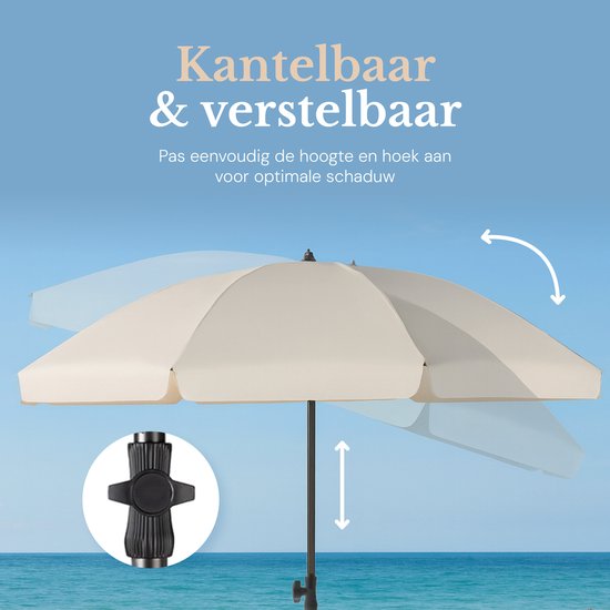 O’DADDY® Parasol Set – Kantelbaar & Verstelbaar – Waterdicht – UV-Bestendig – Met Grondboor & Draagtas – Strand, Tuin & Balkon – 180 cm – Beige