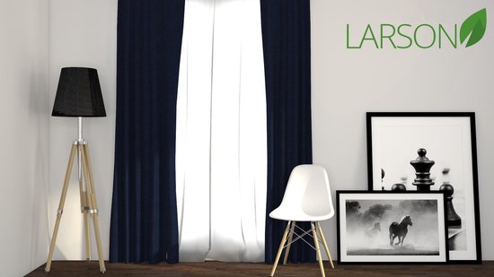 Larson - Luxe effen blackout gordijn - met haken - 1.5m x 2.5m - Donkerblauw