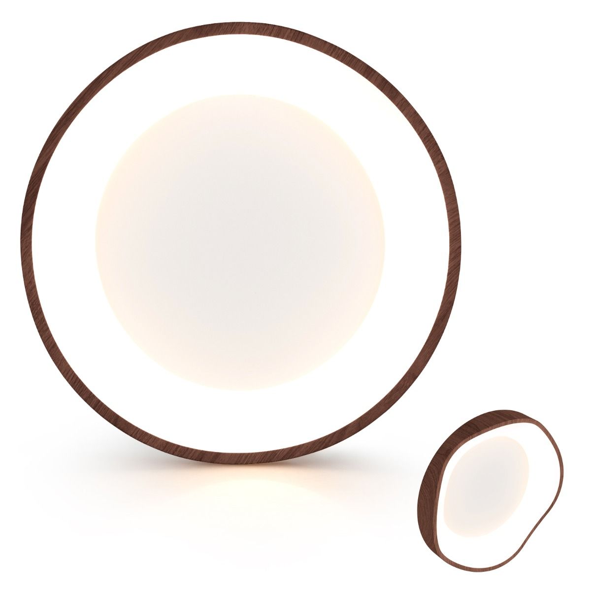 Coast LED plafondlamp - modern design - imitatie hout - warm wit licht 24 W - 41,5 x 41,5 x 10 cm - bruin