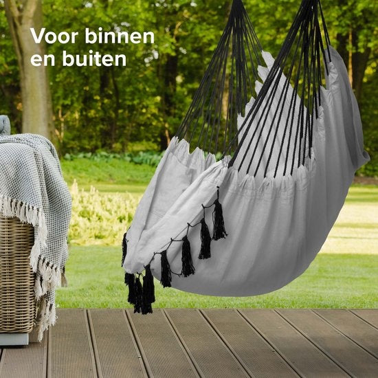 Vita5 XXL Hangstoel – Incl. 2 Kussens en Boekenvak – max. 225 kg – Grijs
