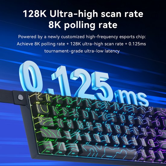 Ajazz AK680 V2 HE - 65% Bedraad Gaming Toetsenbord - Magnetische Toetsen - Hall Effect - Rapid Trigger - QWERTY - Zwart contourlijn