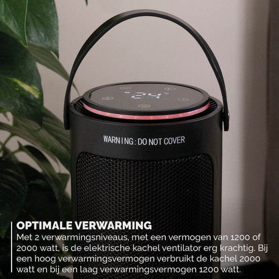 BREND BR-2221 Keramische Ventilatorkachel met ECO-modus en Thermostaat 15-35 °C - Elektrische Kachel – Verwarming – 2000W – Zwart