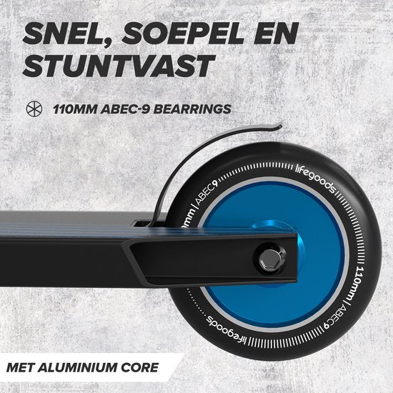 LifeGoods Stuntstep Pro X - T-Stang - HIC - Step voor Kinderen - Jongens/Meisjes - 110mm - 100KG - Zwart/Blauw