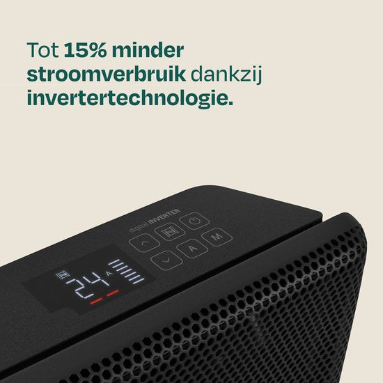 VONROC Luxe Elektrische Kachel – Textiel Paneel - Inverter - 2500W – 30m² – Zwart – wifi
