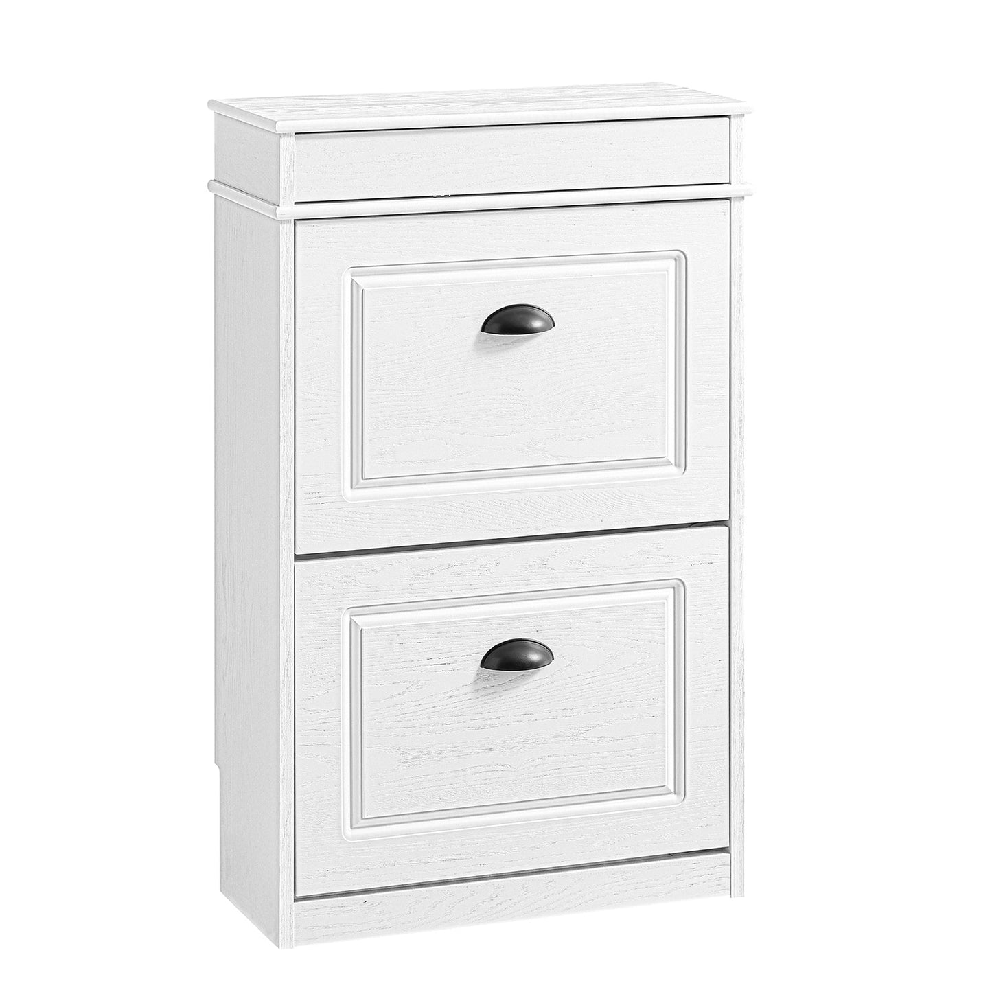 SoBuy FSR78-WG Schoenenkast met 2 Kleppen, 8 Paar, Hal en Entree, 54 x 24 x 82 cm, Wit met Verouderd Houteffect