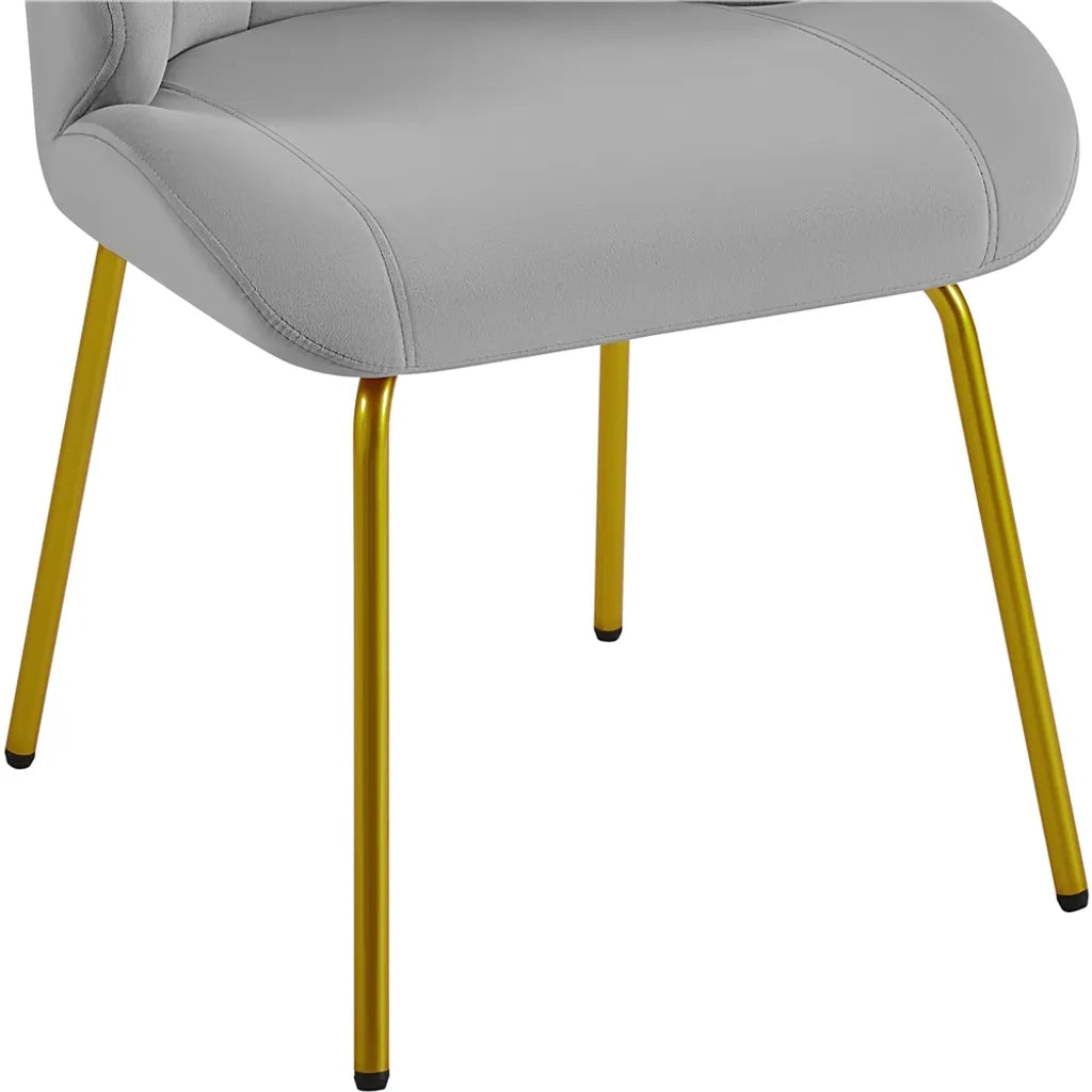 Yaheetech Eetkamerstoel Schelpvorm 56 x 57 x 78 cm - Lichtgrijs - Fluwelen Stoel met Metalen Poten