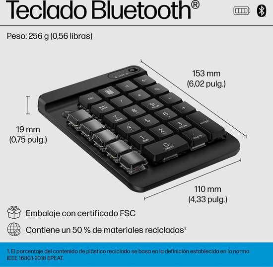 Hp 435 Draadloos Toetsenbord Spaans Zwart Spanish QWERTY