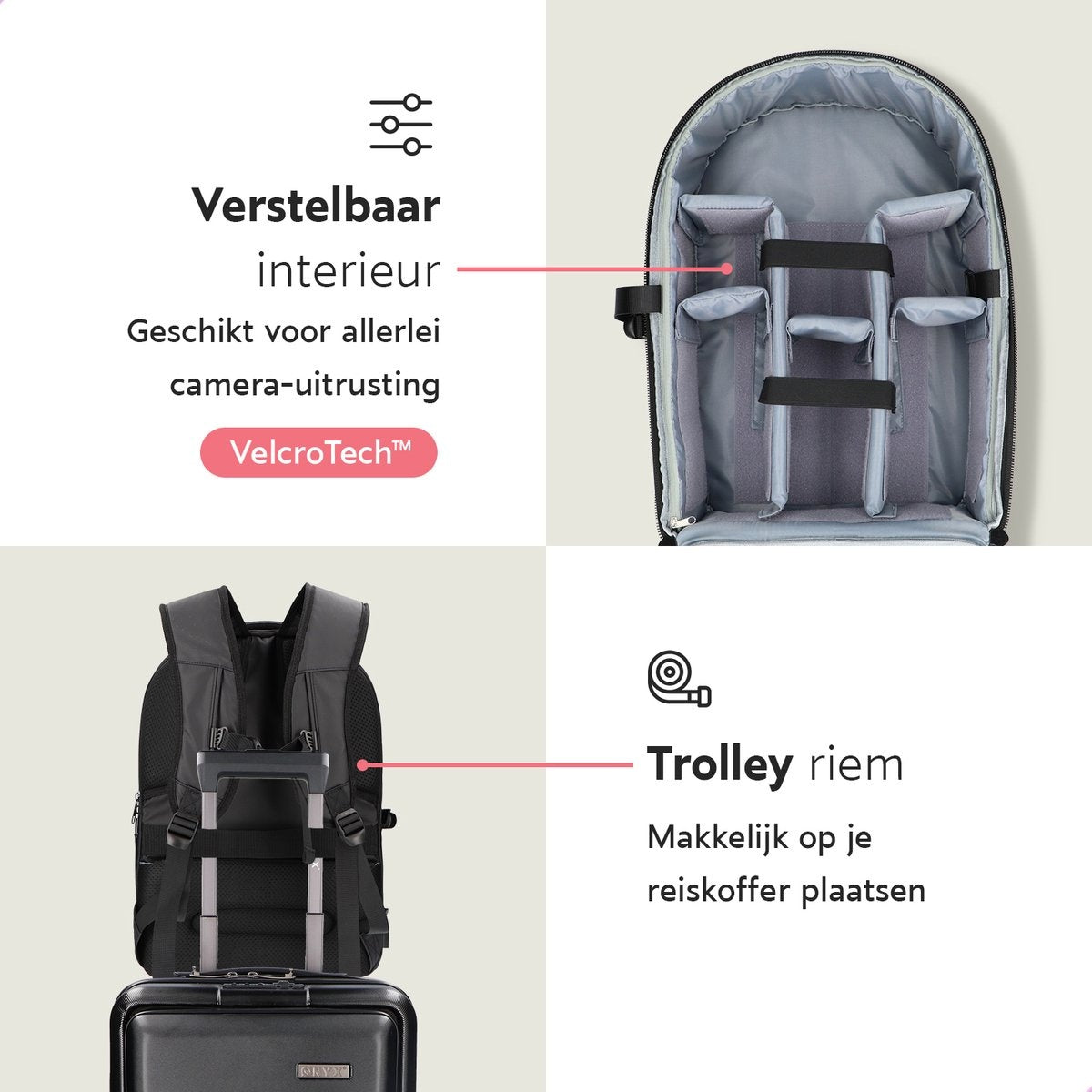 ONYX Cameratas met laptopvak - Spiegelreflexcamera rugzak - Spatwaterbestendig - Drones - Hardcase reistas