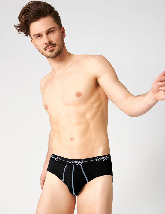 sloggi Start Midi 2-Pack Slip - Heren - Katoen/Elastaan - Regular Waist - Elastische Band - Zwart - Maat XL