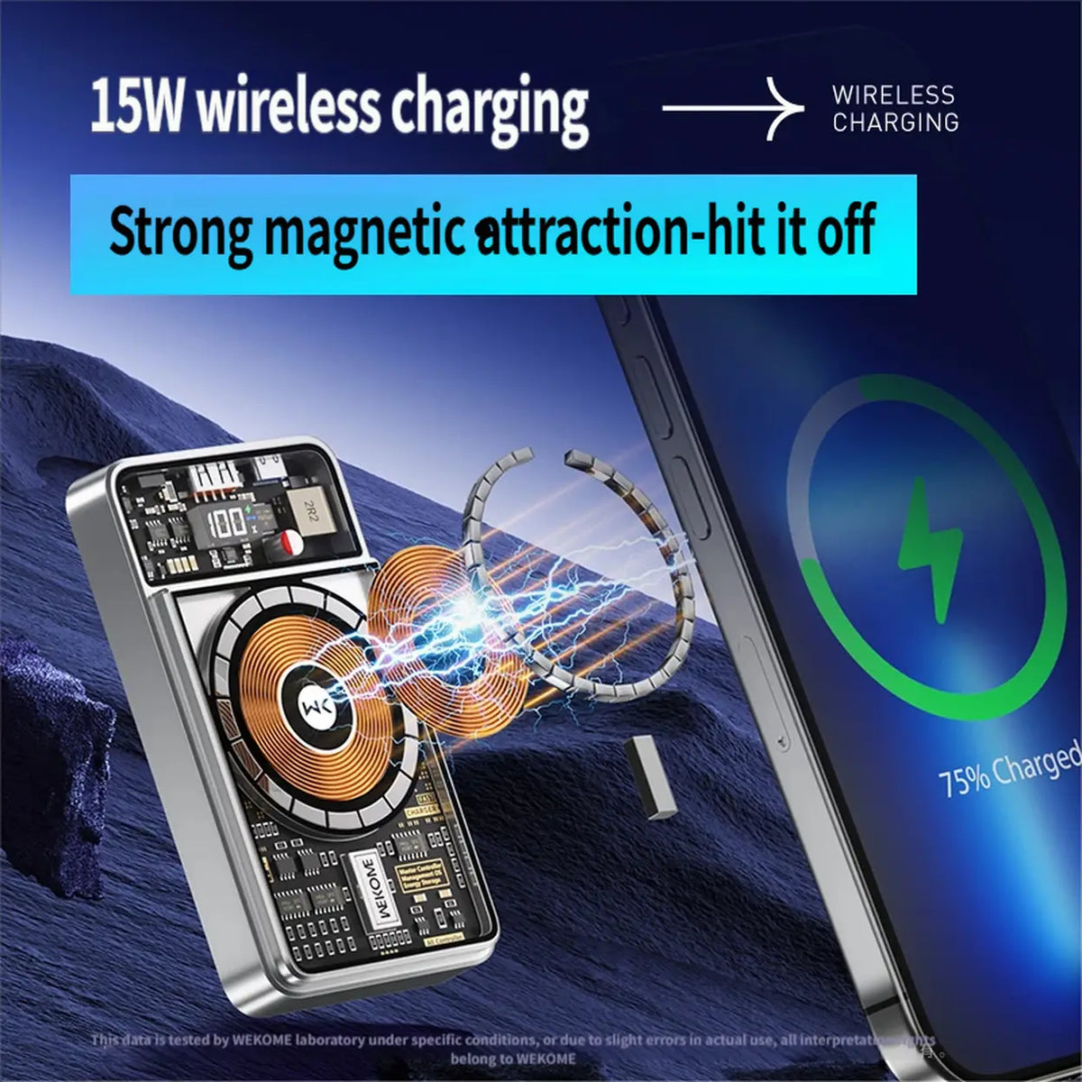 WEKOME Pioneer 10,000 mAh Magnetic Three-in-One Mobile Power Bank WP-38 Suitable for Apple, Huawei, Samsung, and Xiaomi Phones