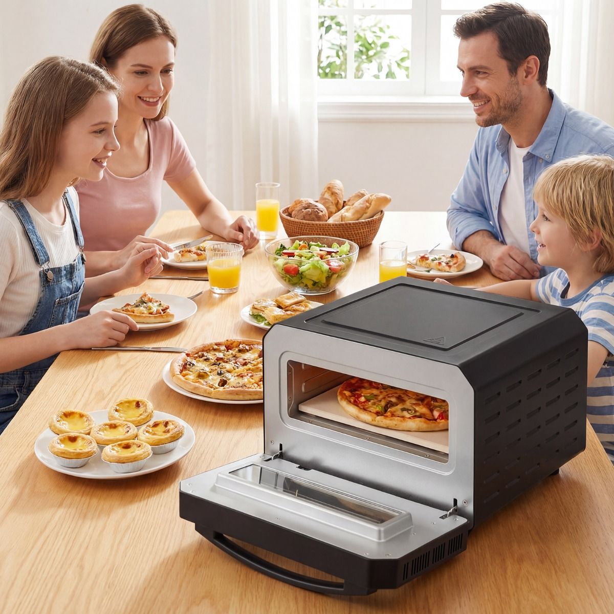 Coast Elektrische Pizzaoven - Tafelmodel met 6 voorinstellingen - Voor pizza’s tot 30 cm - Zwart