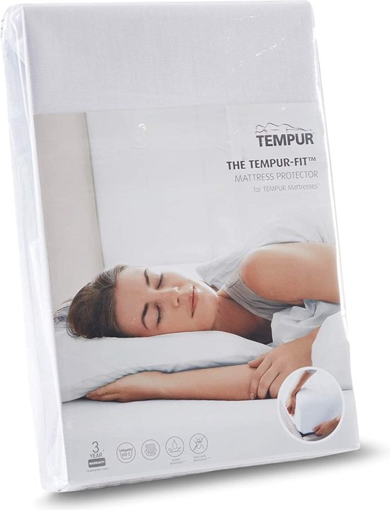 Home by TEMPUR - Matrasbeschermer & Hoeslaken - 120 x 200 x 25 cm - Wit & TENCEL Lyocell - Waterdicht & Verkoelend - 2-in-1 bescherming en anti-huisstofmijt