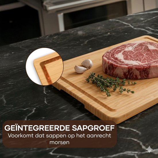 Villux Snijplank - Snijplankenset - Snijplank Hout - Snijplanken - Snijplank Bamboe - Houten Snijplank - Tapasplank - Borrelplank - Serveerplank - Hapjesplank - Inclusief eBook - 3 Stuks - Bamboe