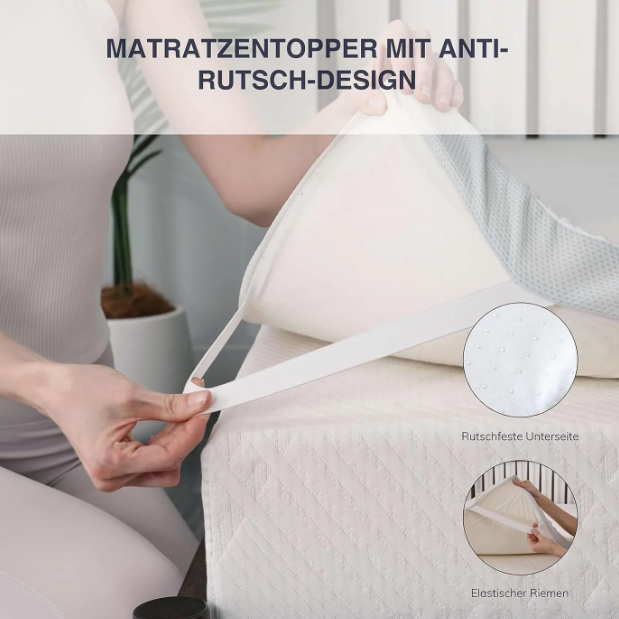 EGO HOME Matrastopper 160 x 200 cm - 5 cm Hoog - Memory Foam - Afneembare Wasbare Hoes - Antislip
