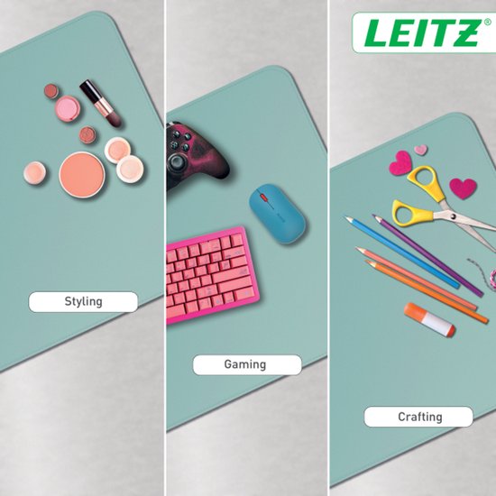 Leitz Grote Bureau Onderlegger 80×40 cm – Anti-slip - Bureaumat - Waterdicht – voor Toetsenbord & Muis - Mint