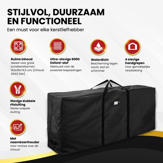 TTD® Kerstboom Opbergtas Zwart - 434 L - 600D Oxford Stof - Opbergbox